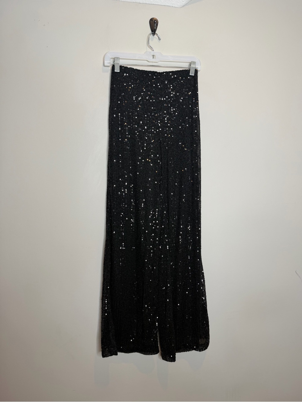 Talulah Black Sequin Wide Leg Pants Womens Small Evening Party Glam Sparkle